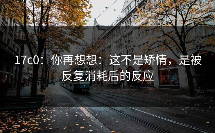 17c0：你再想想：这不是矫情，是被反复消耗后的反应