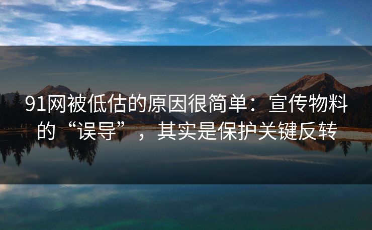 91网被低估的原因很简单：宣传物料的“误导”，其实是保护关键反转