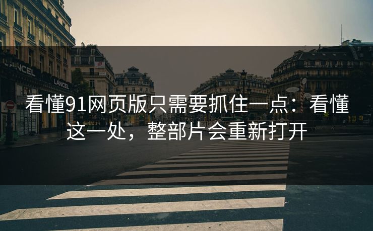 看懂91网页版只需要抓住一点：看懂这一处，整部片会重新打开
