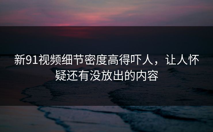 新91视频细节密度高得吓人，让人怀疑还有没放出的内容